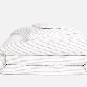 Brooklinen King/Cal K Slate Pebble Pinstripe Luxe Sateen Duvet Cover SOLD OUT
